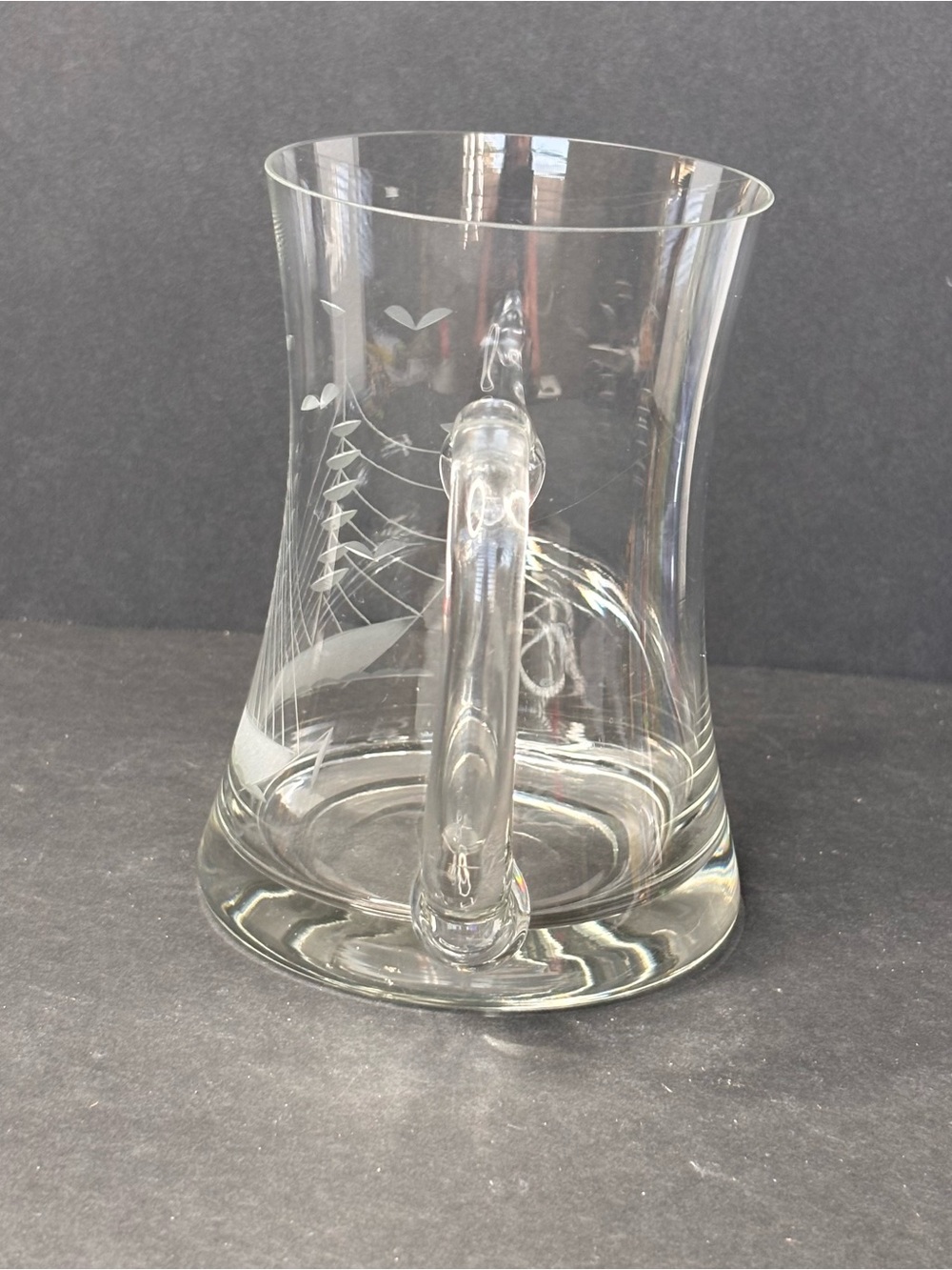 VTG Javit Crystal Clipper Schooner Ship Etched Glass Beer Mug Stein - Picture 2 of 8